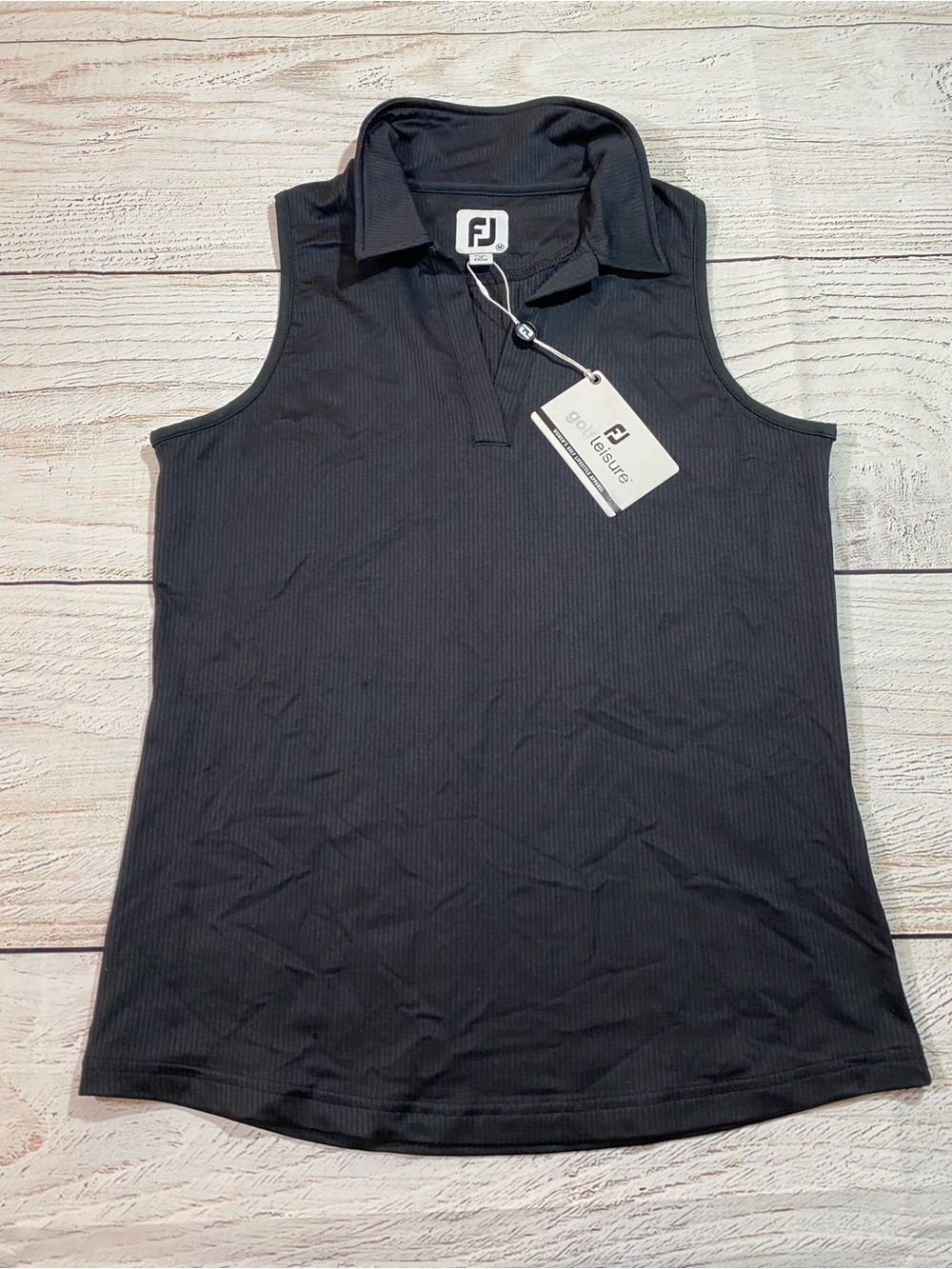 FootJoy Black Sleeveless Collared Racerback Golf Tank Medium